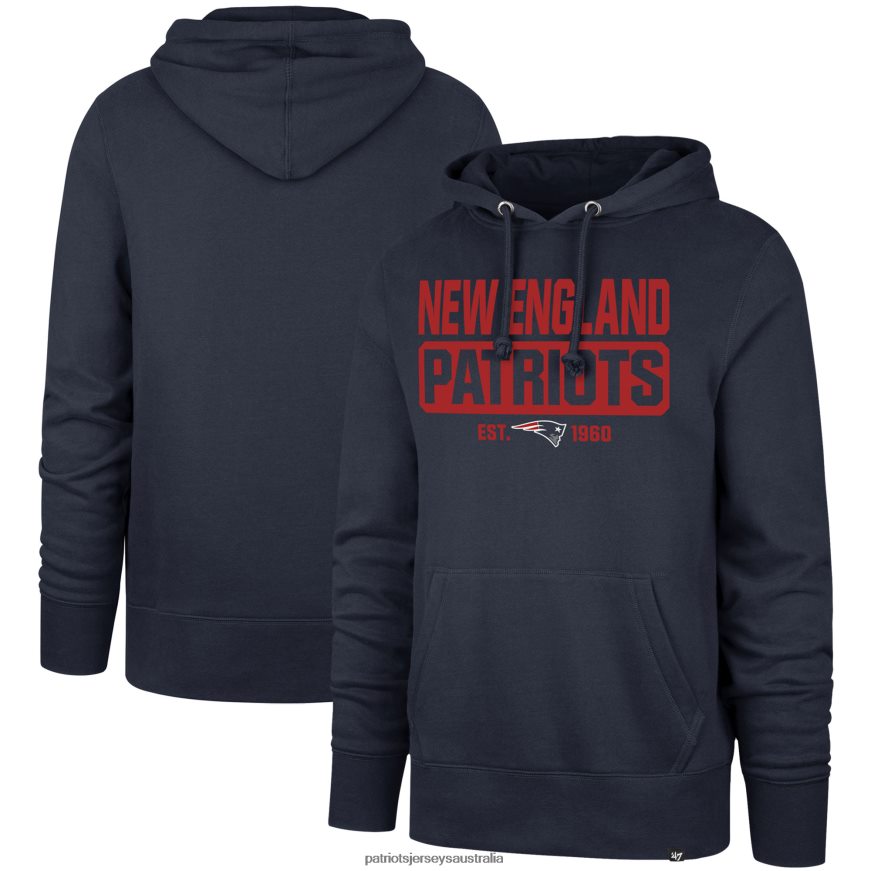 Men 47 Navy Box Out Headline Pullover Hoodie ZZ06V2624 Patriots Jersey Clothing