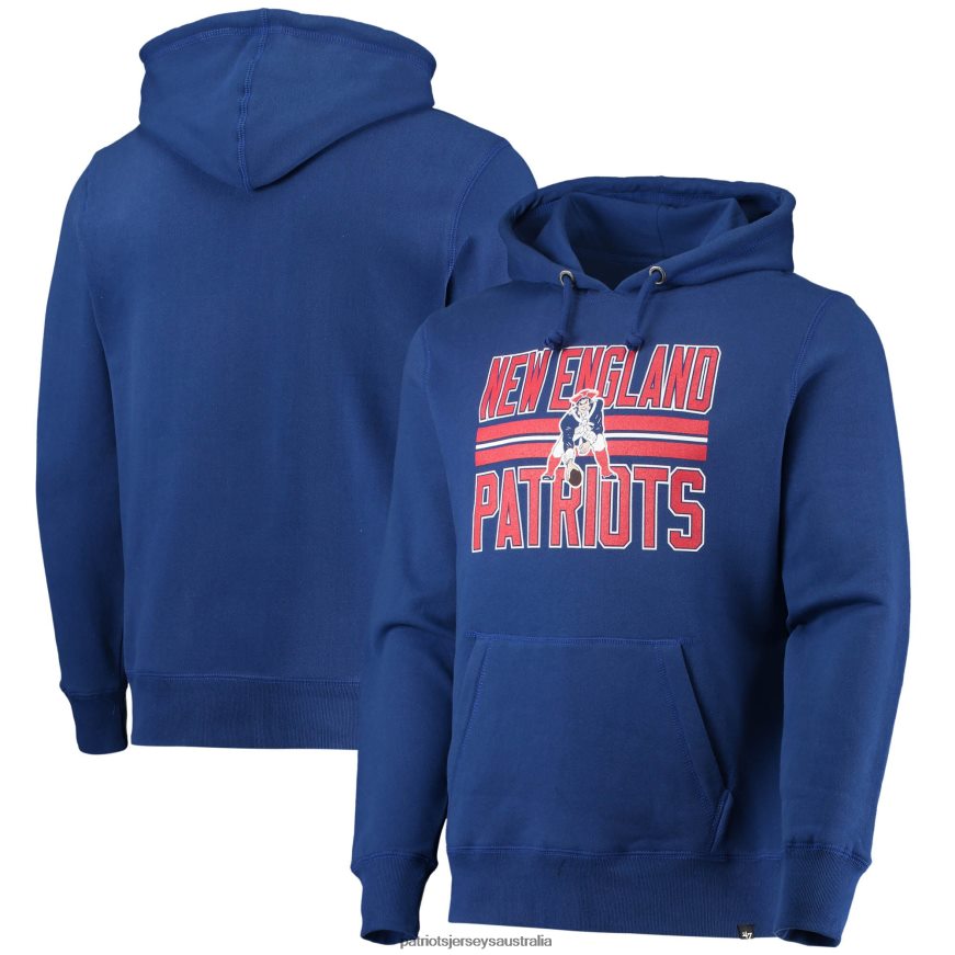 Men 47 Royal Block Stripe Headline Pullover Hoodie ZZ06V2595 Patriots Jersey Clothing