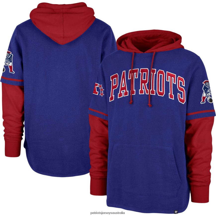 Men 47 Royal Shortstop Pullover Hoodie ZZ06V2474 Patriots Jersey Clothing