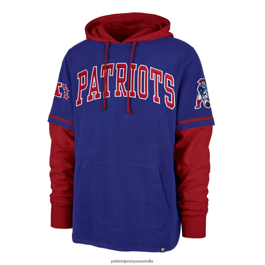 Men 47 Royal Shortstop Pullover Hoodie ZZ06V2474 Patriots Jersey Clothing