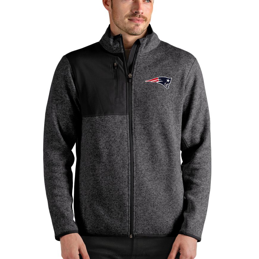 Men Antigua Black Fortune Full-Zip Jacket ZZ06V2723 Patriots Jersey Clothing