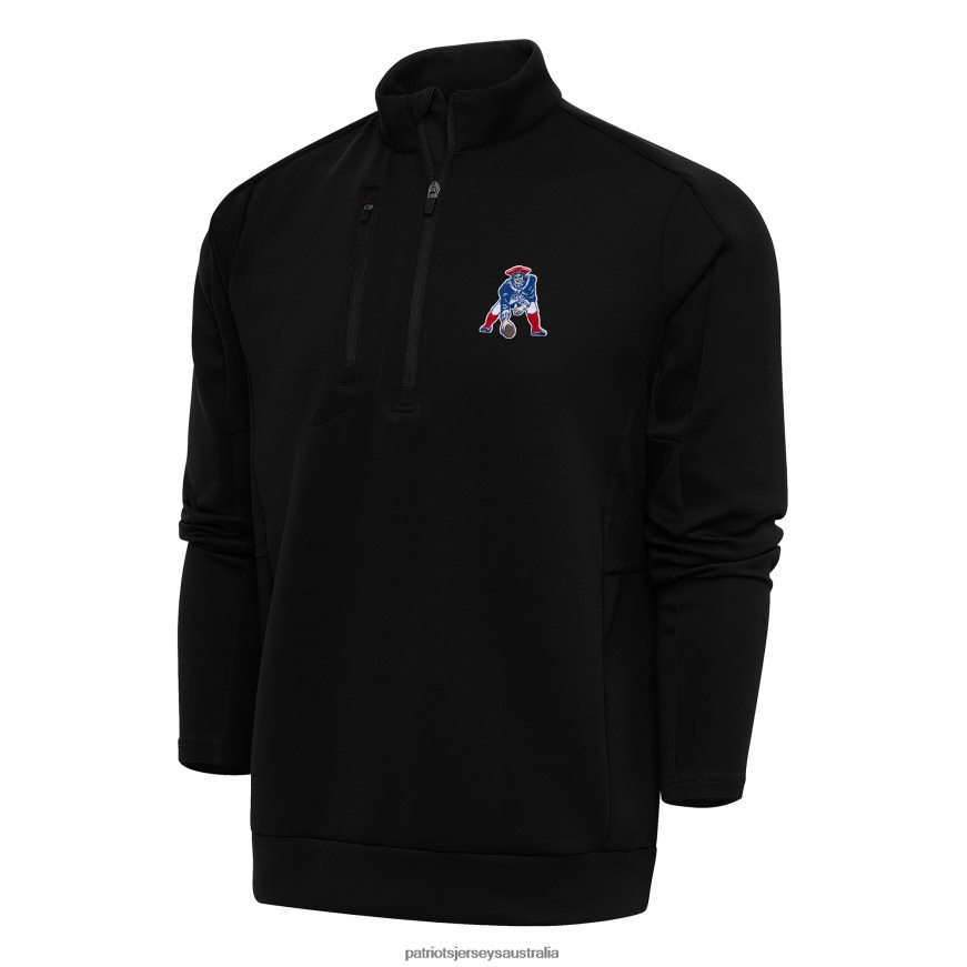 Men Antigua Black Team Logo Throwback Generation Big & Tall Quarter-Zip Pullover Top ZZ06V2789 Patriots Jersey Clothing