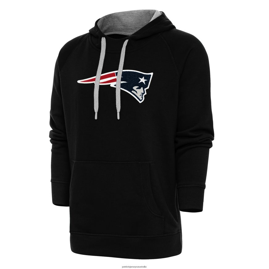 Men Antigua Black Victory Chenille Pullover Hoodie ZZ06V2684 Patriots Jersey Clothing