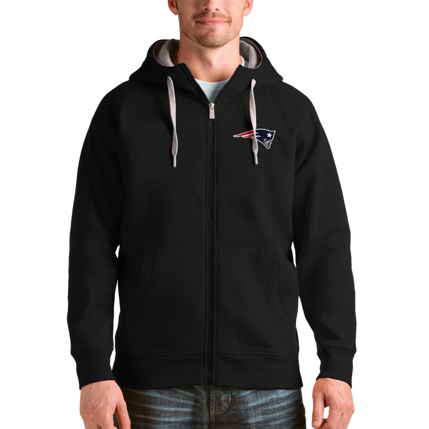 Men Antigua Black Victory Full-Zip Hoodie ZZ06V2701 Patriots Jersey Clothing