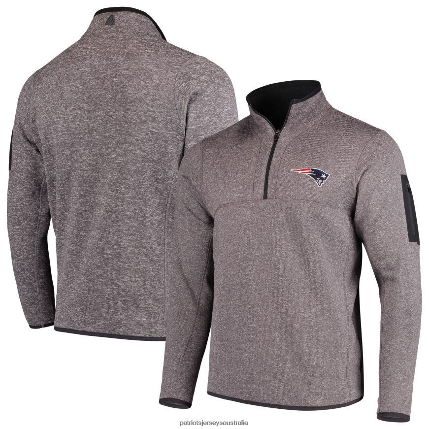 Men Antigua Charcoal Fortune Quarter-Zip Pullover Jacket ZZ06V2696 Patriots Jersey Clothing