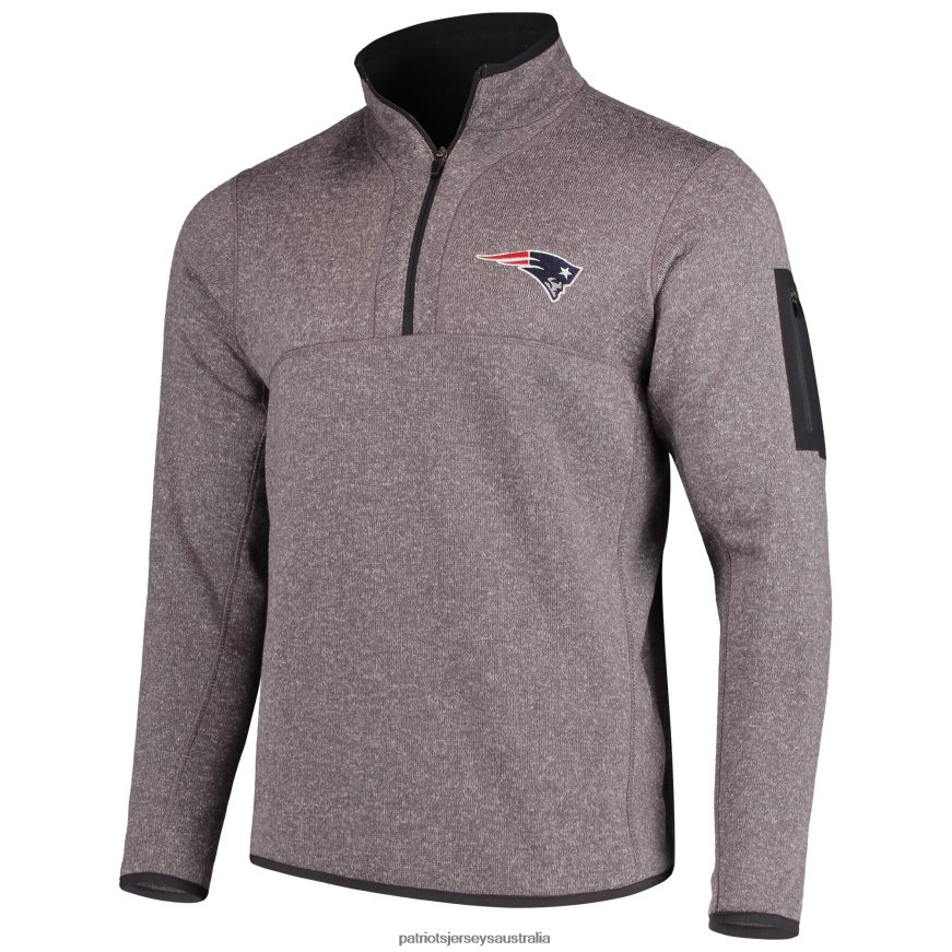 Men Antigua Charcoal Fortune Quarter-Zip Pullover Jacket ZZ06V2696 Patriots Jersey Clothing