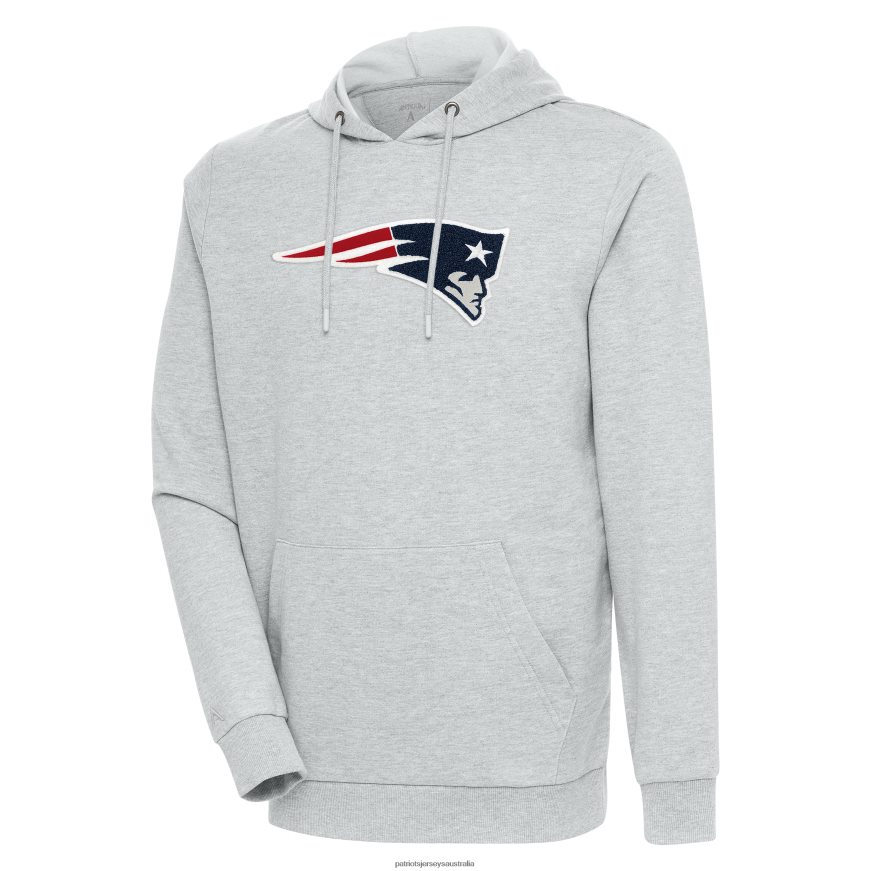 Men Antigua Heathered Gray Action Chenille Pullover Hoodie ZZ06V2699 Patriots Jersey Clothing