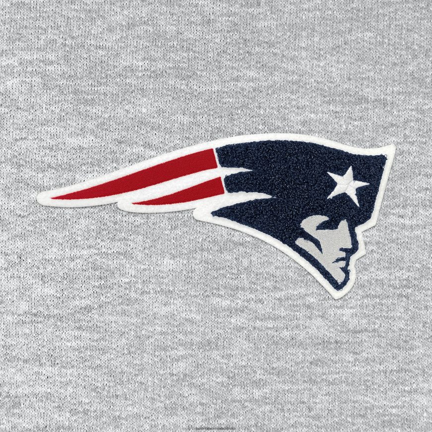 Men Antigua Heathered Gray Action Chenille Pullover Hoodie ZZ06V2699 Patriots Jersey Clothing