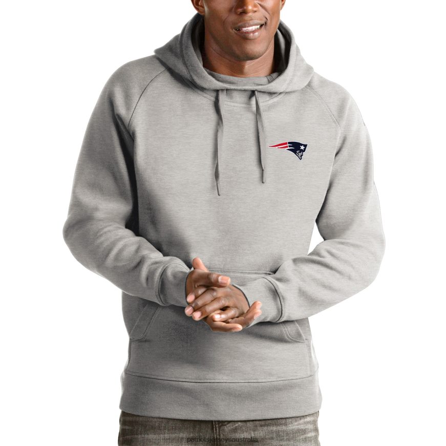 Men Antigua Heathered Gray Logo Victory Pullover Hoodie ZZ06V2626 Patriots Jersey Clothing