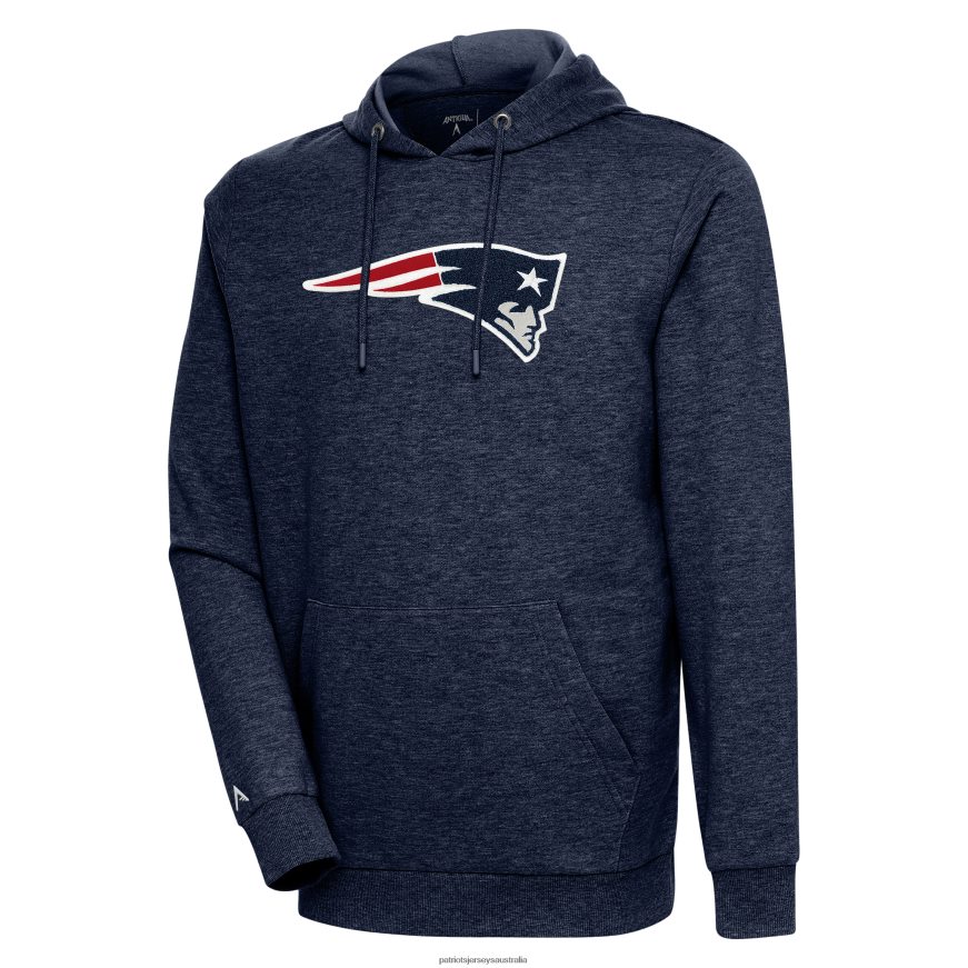 Men Antigua Heathered Navy Action Chenille Pullover Hoodie ZZ06V2698 Patriots Jersey Clothing