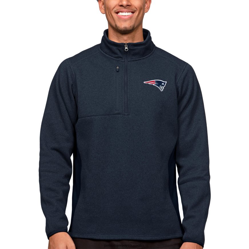 Men Antigua Heathered Navy Course Quarter-Zip Pullover Top ZZ06V2703 Patriots Jersey Clothing