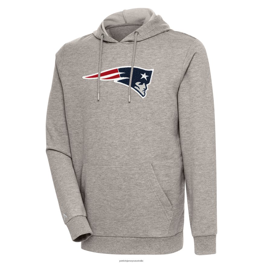 Men Antigua Oatmeal Action Chenille Pullover Hoodie ZZ06V2687 Patriots Jersey Clothing