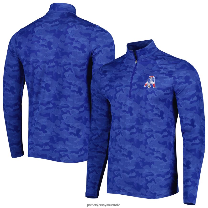 Men Antigua Royal Brigade Throwback Quarter-Zip Top ZZ06V2809 Patriots Jersey Clothing