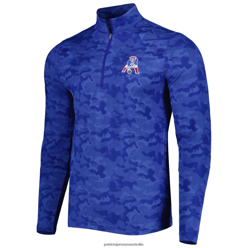 Men Antigua Royal Brigade Throwback Quarter-Zip Top ZZ06V2809 Patriots Jersey Clothing