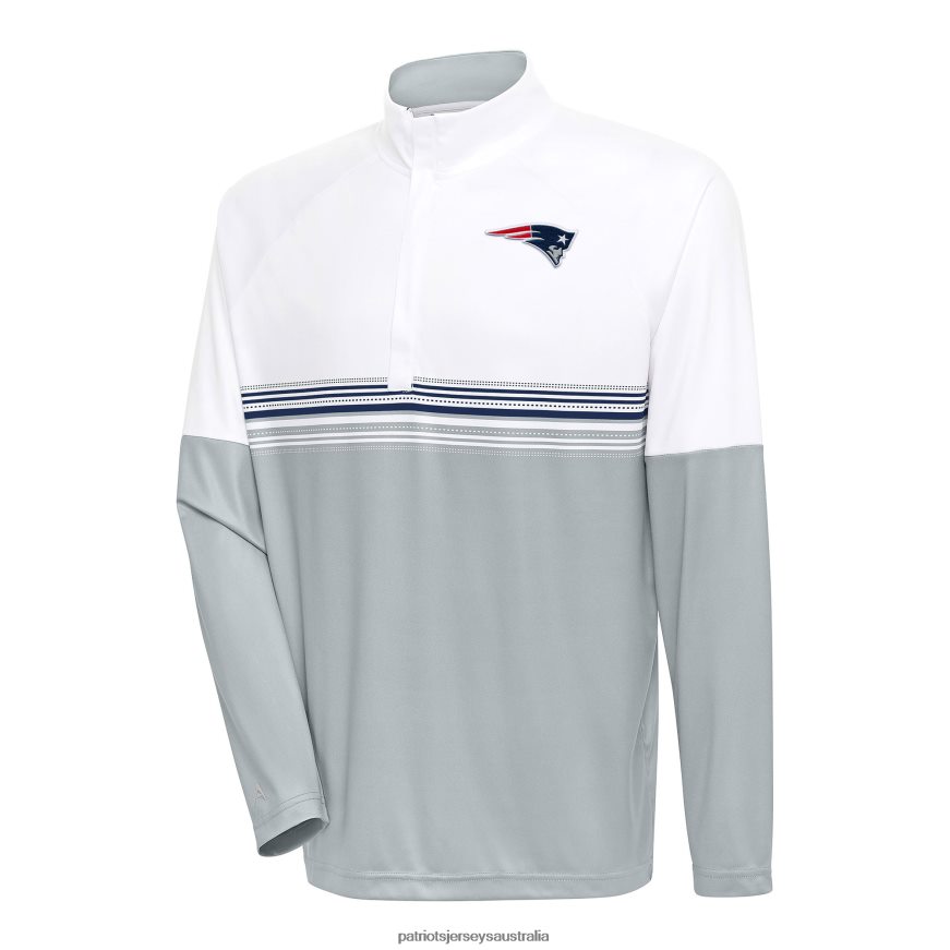 Men Antigua White/Navy Bender Quarter-Zip Pullover Top ZZ06V2711 Patriots Jersey Clothing