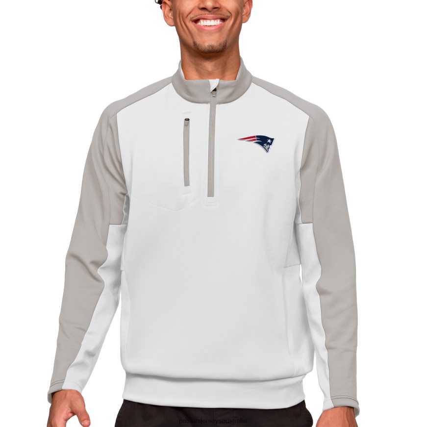 Men Antigua White Team Quarter-Zip Pullover Top ZZ06V2694 Patriots Jersey Clothing