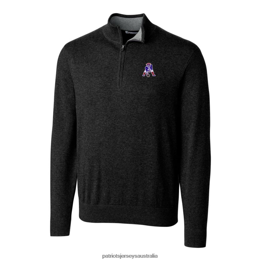 Men Cutter & Buck Black Throwback Logo Lakemont Tri-Blend Big & Tall Quarter-Zip Pullover Sweater ZZ06V2791 Patriots Jersey Clothing