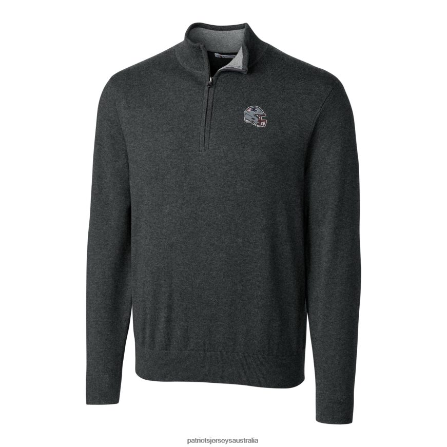 Men Cutter & Buck Charcoal Helmet Lakemont Tri-Blend Quarter-Zip Pullover Sweater ZZ06V2556 Patriots Jersey Clothing