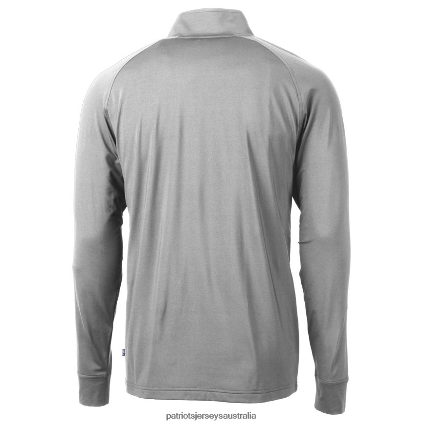 Men Cutter & Buck Gray Adapt Eco Knit Stretch Recycled Quarter-Zip Throwback Pullover Top ZZ06V2770 Patriots Jersey Clothing