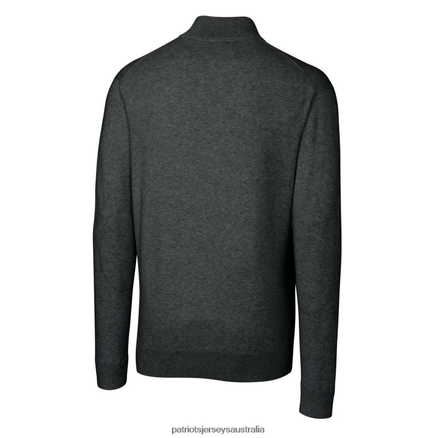 Men Cutter & Buck Heather Charcoal Throwback Logo Lakemont Tri-Blend Quarter-Zip Pullover Sweater ZZ06V2663 Patriots Jersey Clothing