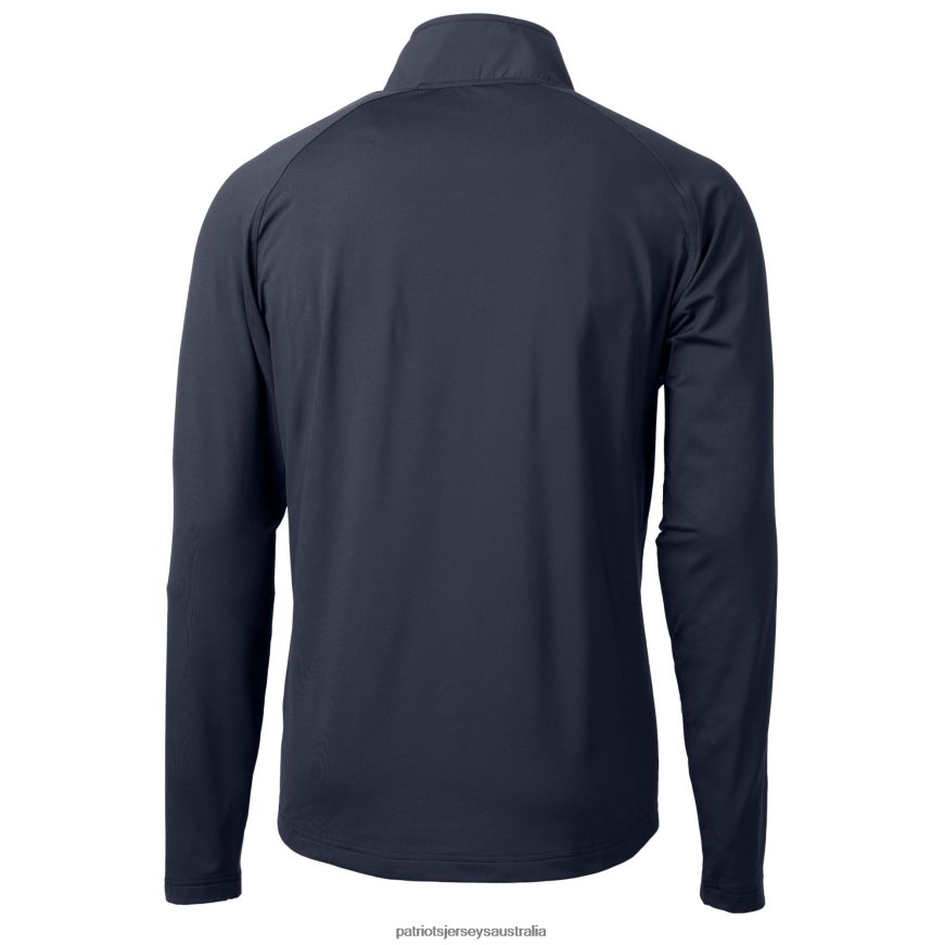 Men Cutter & Buck Navy Helmet Adapt Eco Knit Hybrid Recycled Quarter-Zip Pullover Top ZZ06V2544 Patriots Jersey Clothing