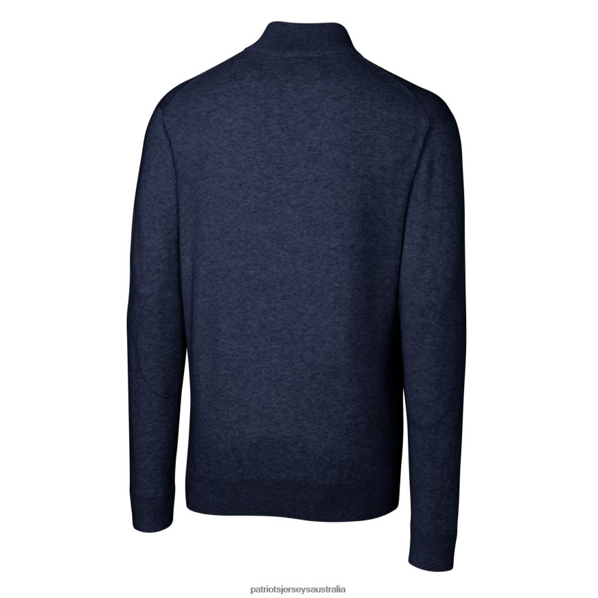 Men Cutter & Buck Navy Helmet Lakemont Tri-Blend Quarter-Zip Pullover Sweater ZZ06V2524 Patriots Jersey Clothing