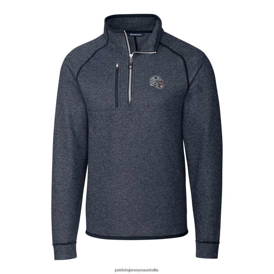 Men Cutter & Buck Navy Helmet Mainsail Sweater-Knit Half-Zip Pullover Jacket ZZ06V2535 Patriots Jersey Clothing