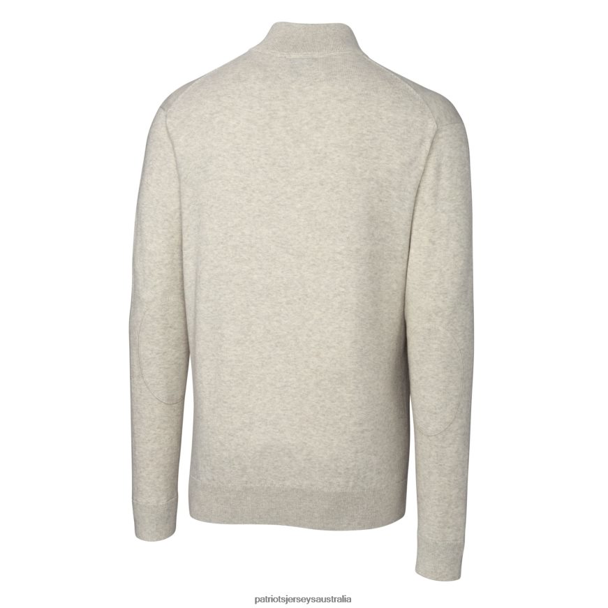 Men Cutter & Buck Oatmeal Helmet Lakemont Tri-Blend Quarter-Zip Pullover Sweater ZZ06V2559 Patriots Jersey Clothing