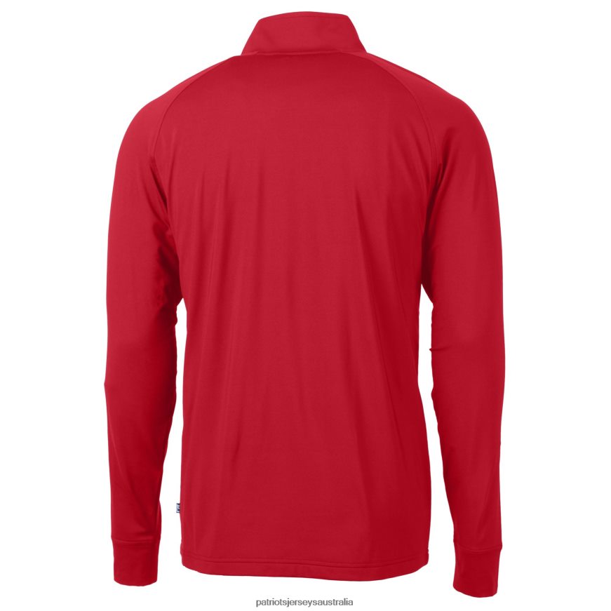 Men Cutter & Buck Red Helmet Adapt Eco Knit Stretch Recycled Quarter-Zip Pullover Top ZZ06V2538 Patriots Jersey Clothing