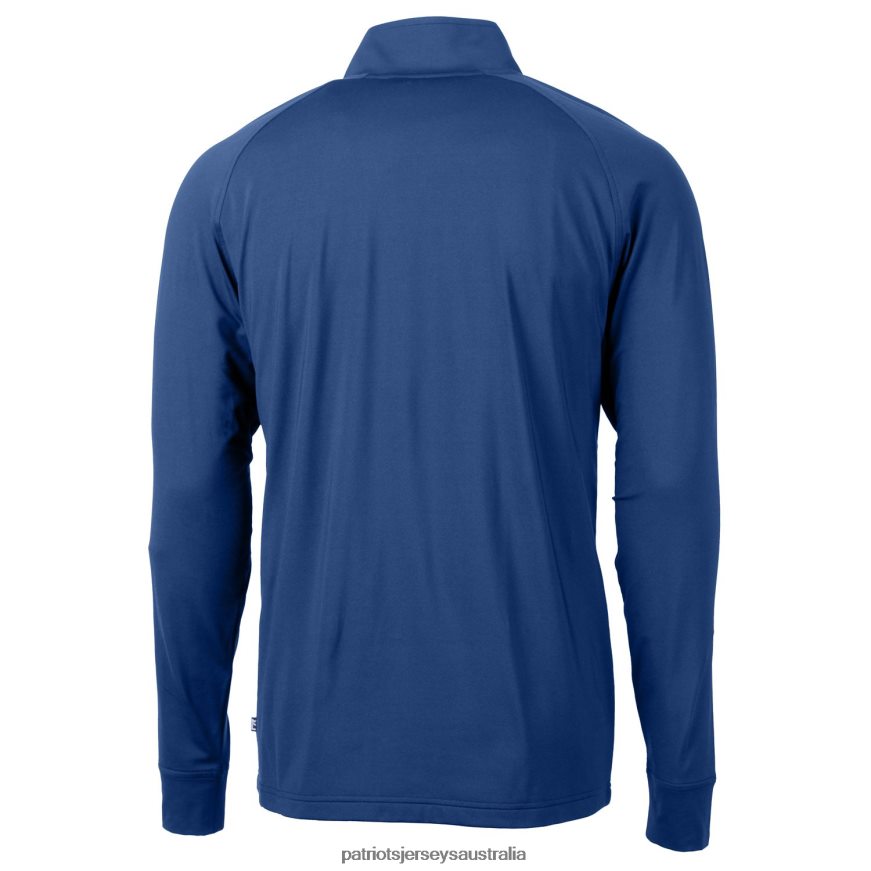 Men Cutter & Buck Royal Adapt Eco Knit Stretch Recycled Big & Tall Quarter-Zip Throwback Pullover Top ZZ06V2613 Patriots Jersey Clothing