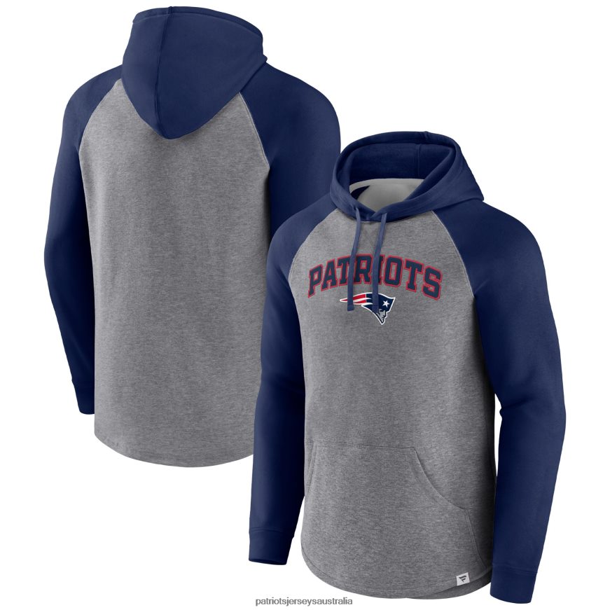 Men Fanatics Branded Heathered Gray/Navy By Design Raglan Pullover Hoodie ZZ06V2585 Patriots Jersey Clothing