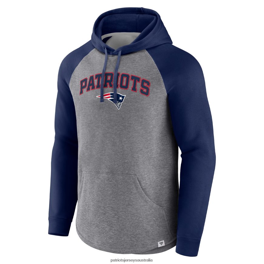 Men Fanatics Branded Heathered Gray/Navy By Design Raglan Pullover Hoodie ZZ06V2585 Patriots Jersey Clothing