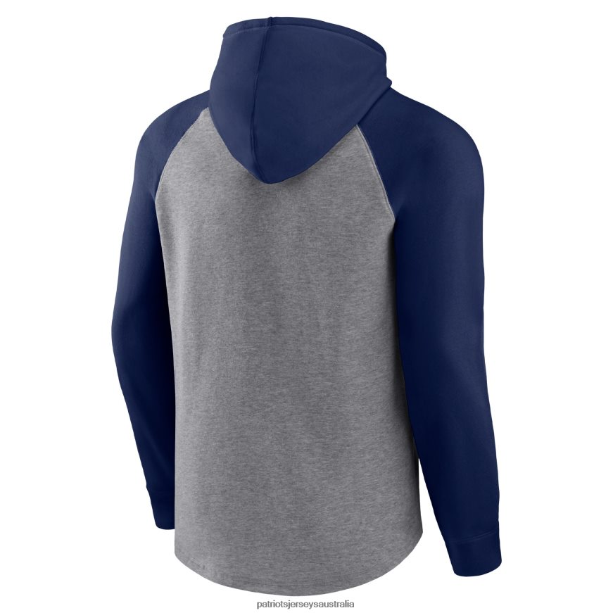 Men Fanatics Branded Heathered Gray/Navy By Design Raglan Pullover Hoodie ZZ06V2585 Patriots Jersey Clothing