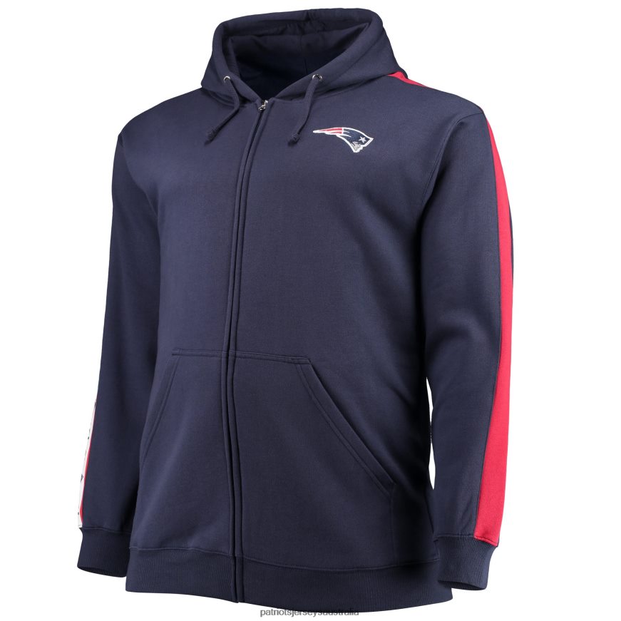 Men Fanatics Branded Navy Big & Tall Full-Zip Hoodie ZZ06V2740 Patriots Jersey Clothing