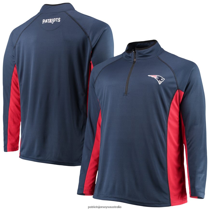 Men Fanatics Branded Navy/Red Big & Tall Polyester Quarter-Zip Raglan Jacket ZZ06V2741 Patriots Jersey Clothing