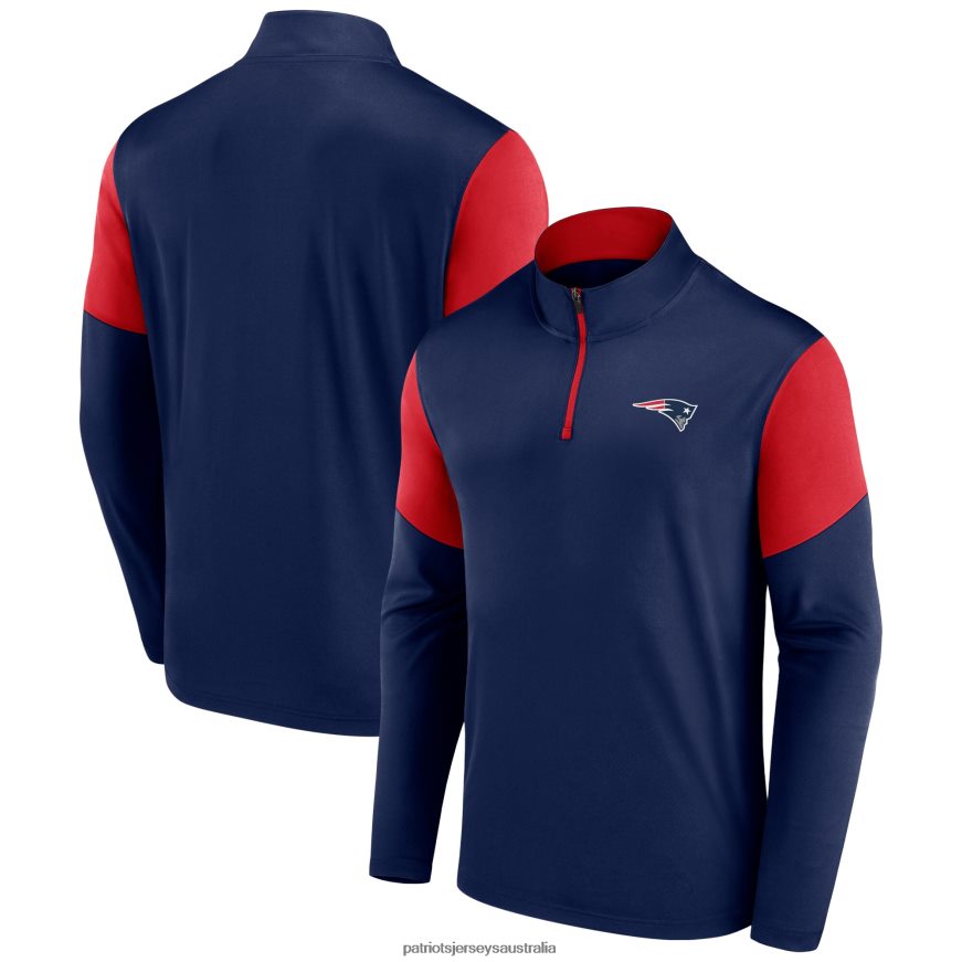 Men Fanatics Branded Navy/Red Primary Logo Quarter-Zip Top ZZ06V2539 Patriots Jersey Clothing