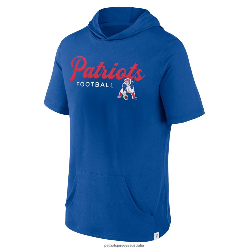 Men Fanatics Branded Royal Offensive Strategy Short Sleeve Pullover Hoodie ZZ06V2470 Patriots Jersey Clothing