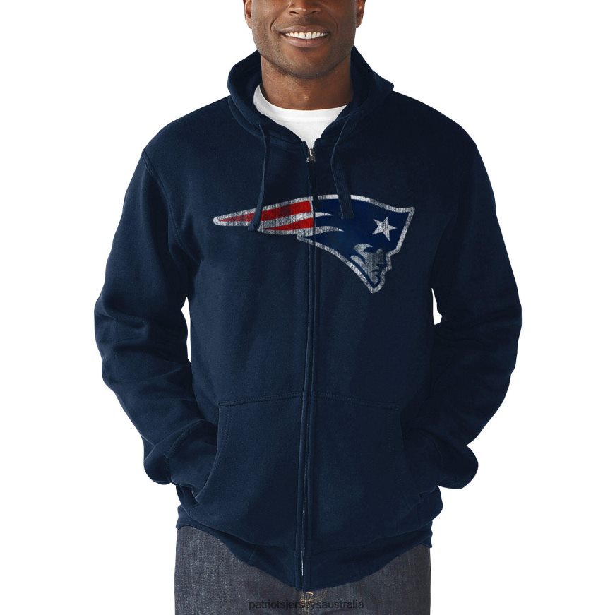 Men G-III Sports by Carl Banks Navy Primary Logo Full-Zip Hoodie ZZ06V2702 Patriots Jersey Clothing