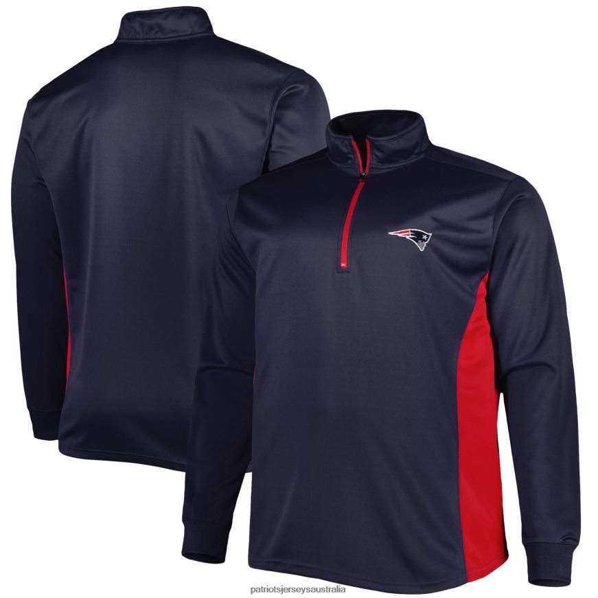 Men Navy Big & Tall Quarter-Zip Top ZZ06V2635 Patriots Jersey Clothing