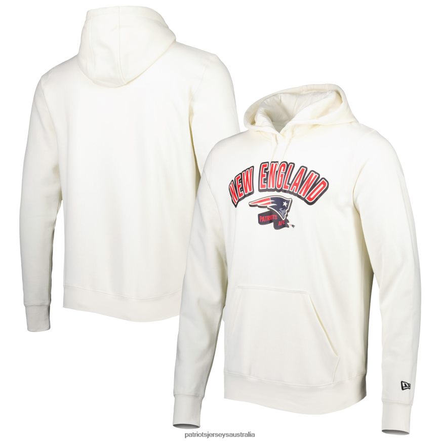 Men New Era Cream Sideline Chrome Pullover Hoodie ZZ06V2601 Patriots Jersey Clothing