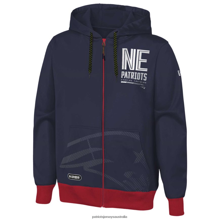 Men New Era Navy Combine Authentic Drop Back Full-Zip Hoodie ZZ06V2607 Patriots Jersey Clothing