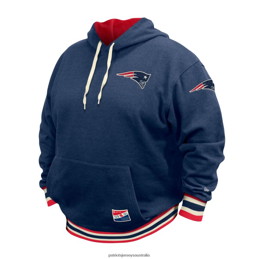 Men New Era Navy Throwback Pullover Hoodie ZZ06V2557 Patriots Jersey Clothing