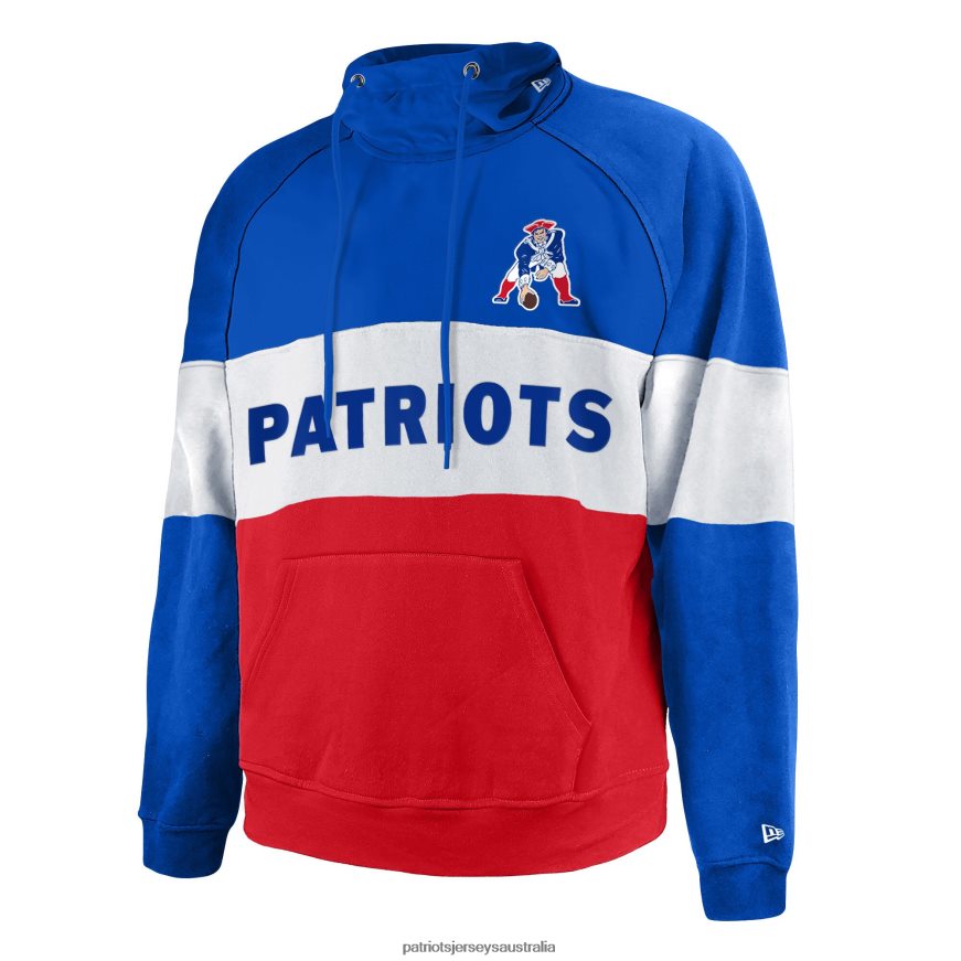 Men New Era Red Big & Tall Throwback Colorblock Raglan Pullover Hoodie ZZ06V2763 Patriots Jersey Clothing