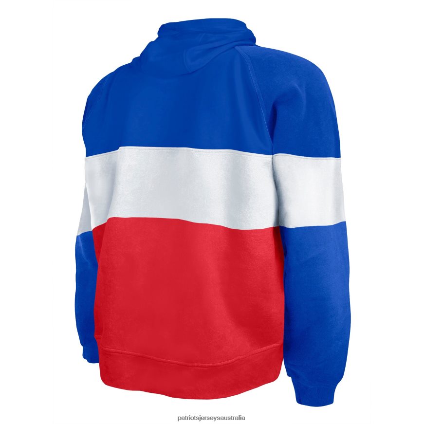 Men New Era Royal/Red Big & Tall Throwback Colorblock Fleece Raglan Pullover Hoodie ZZ06V2758 Patriots Jersey Clothing