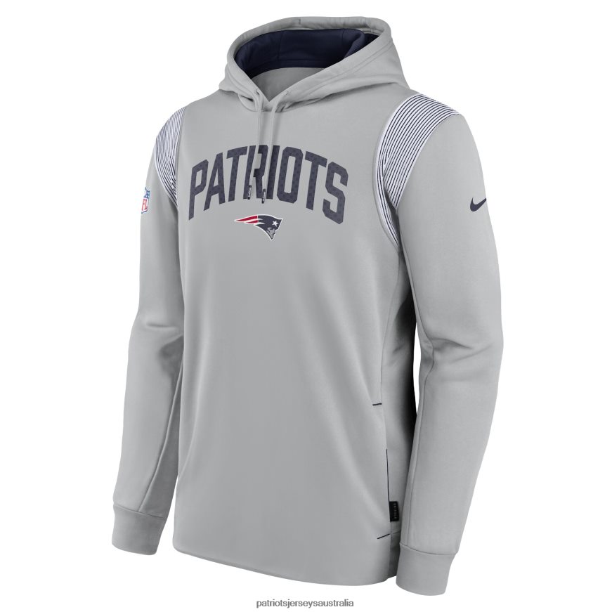Men Nike Gray Sideline Athletic Stack Performance Pullover Hoodie ZZ06V2491 Patriots Jersey Clothing