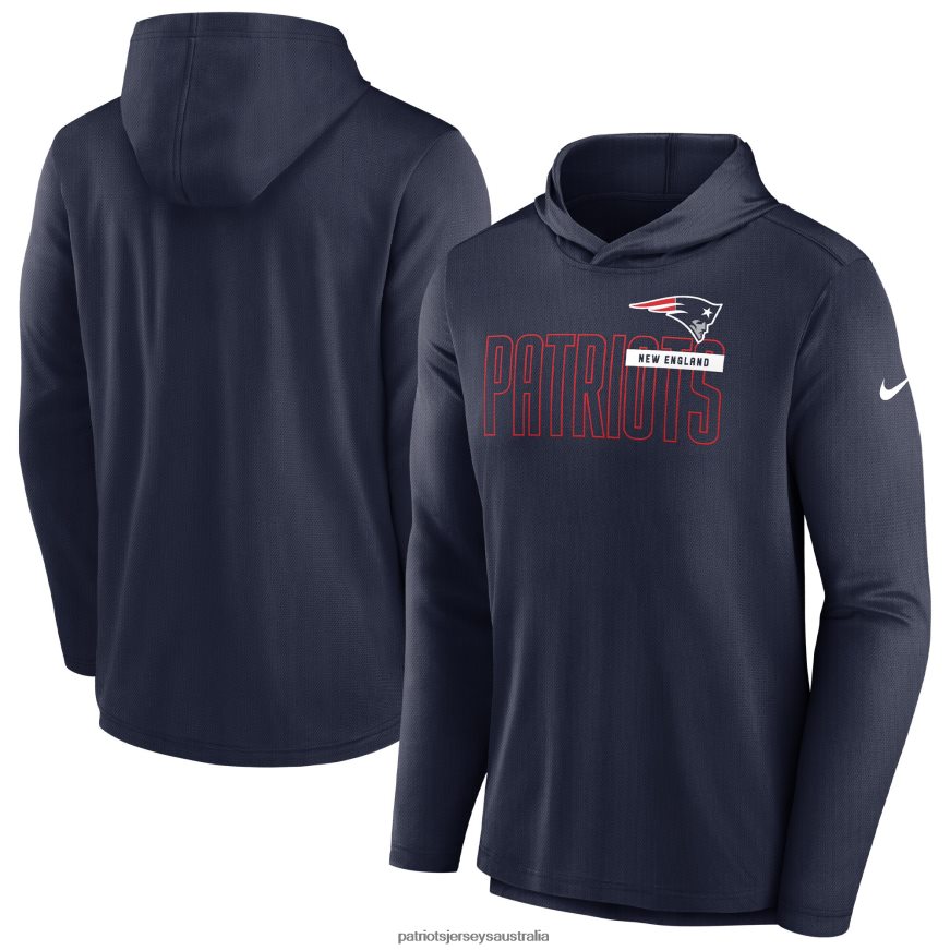 Men Nike Navy Lightweight Performance Hooded Long Sleeve T-Shirt ZZ06V2656 Patriots Jersey Clothing