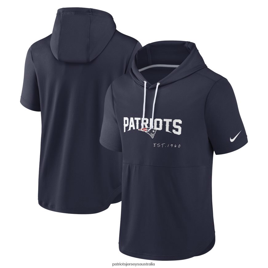 Men Nike Navy Short Sleeve Pullover Hoodie ZZ06V2468 Patriots Jersey Clothing