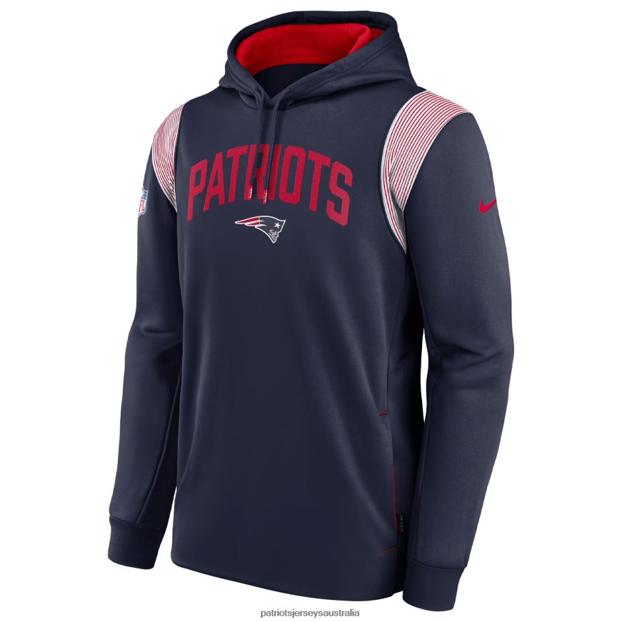 Men Nike Navy Sideline Athletic Stack Performance Pullover Hoodie ZZ06V2501 Patriots Jersey Clothing