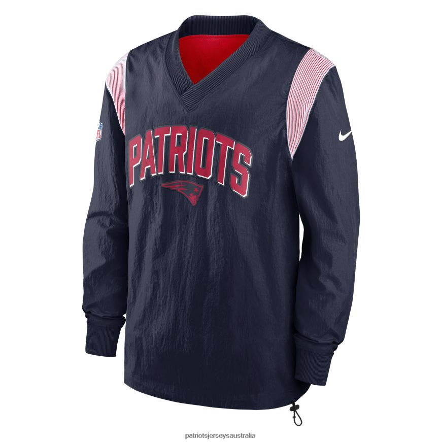Men Nike Navy Sideline Athletic Stack V-Neck Pullover Windshirt Jacket ZZ06V2629 Patriots Jersey Clothing