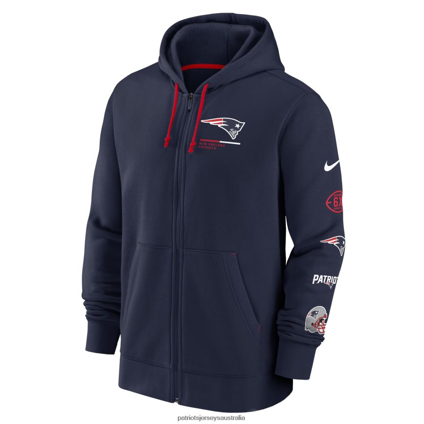Men Nike Navy Surrey Full-Zip Hoodie ZZ06V2561 Patriots Jersey Clothing